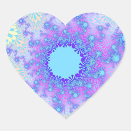 Pegatina En Forma De Corazón Fractal rosa, rosa y púrpura