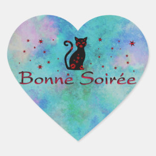 Pegatina En Forma De Corazón Francés: Bonne Soiree