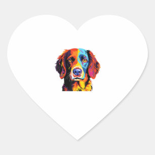Pegatina En Forma De Corazón Francesa Bretaña Español Mamá Papá Perro Cara Pop