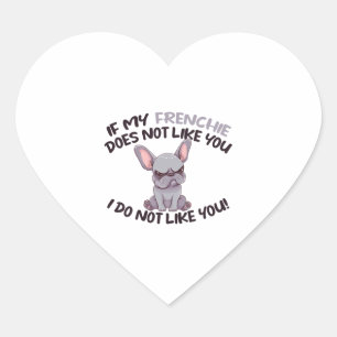 Pegatina En Forma De Corazón Frenchie enojado (gris) - Diseño único