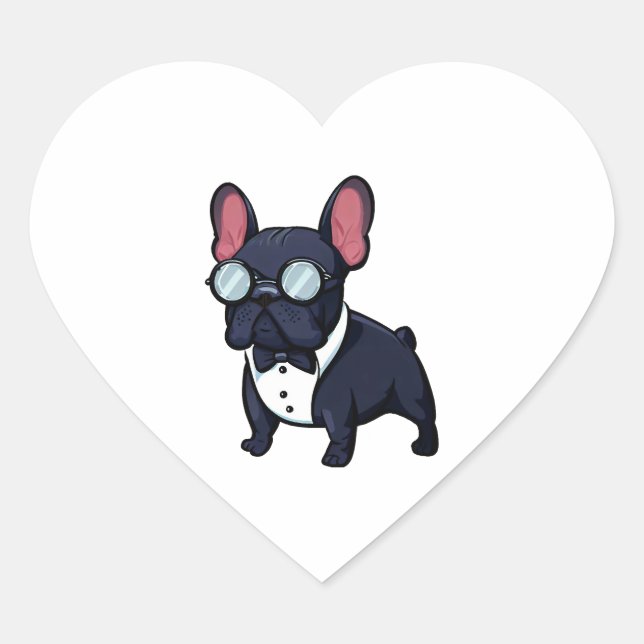 Pegatina En Forma De Corazón Frenchie Los Caballeros (Anverso)