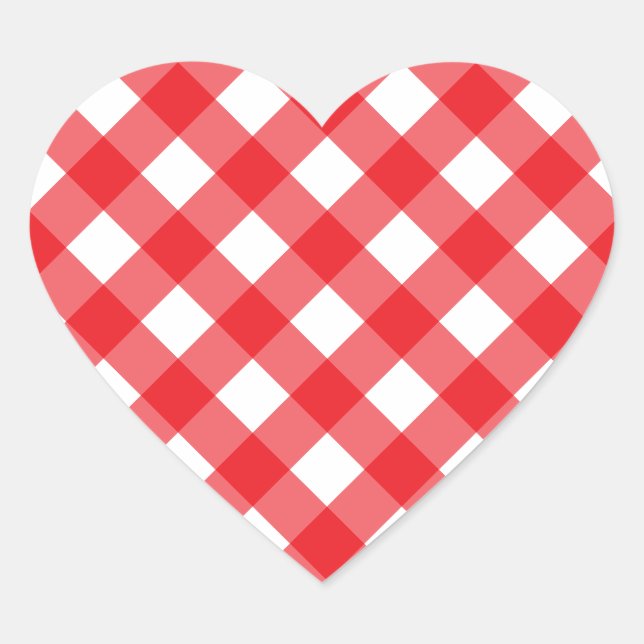 Pegatina En Forma De Corazón Fresh Gingham 02 (Anverso)