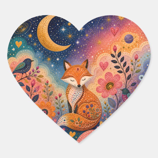 Pegatina En Forma De Corazón Fuchs im Sternengarten (Anverso)