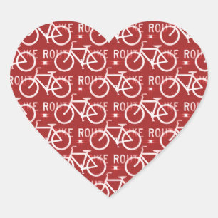 Pegatina En Forma De Corazón Fun Bicicleta Ruta Fixiante Ciclista Patrón Rojo