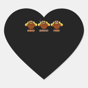 Pegatina En Forma De Corazón Funny barbacoa horneada humeante Turquía frita