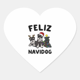 Pegatina En Forma De Corazón Funny Feliz Navidog Ministra Schnauzer amante del 