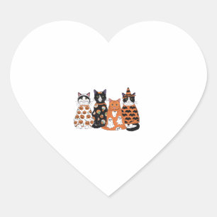 Pegatina En Forma De Corazón Funny Gato Negro Fantasma Fiesta Calabaza Hallowee