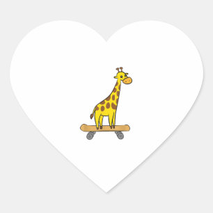 Pegatina En Forma De Corazón Funny Giraffe Lover Giraffe Skateboard