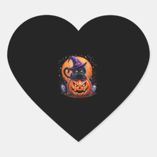 Pegatina En Forma De Corazón Funny Halloween Black Cat Calabaza disstumbre gato