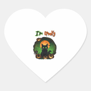 Pegatina En Forma De Corazón Funny Halloween Spooky Black Cat Bat Starr