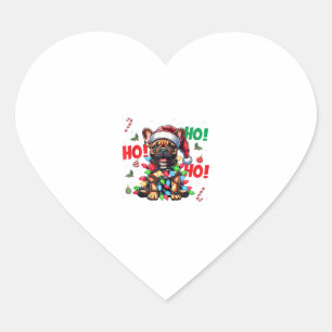 Pegatina En Forma De Corazón Funny Navidades de Bulldog francés Santa Hat Light