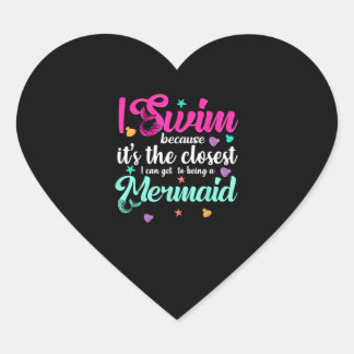 Pegatina En Forma De Corazón Funny Sirena De Natación Cita A Mujeres Y Chica Na