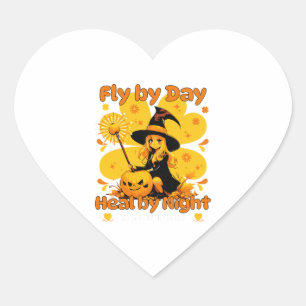 Pegatina En Forma De Corazón Funny Witchen Nurse Halloween Design