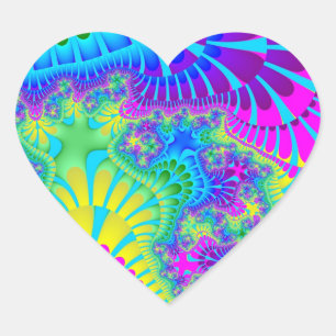 Pegatina En Forma De Corazón Fusión arcoiris azul cielo