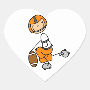 Pegatina En Forma De Corazón Fútbol de Figuras de Palitos Naranja