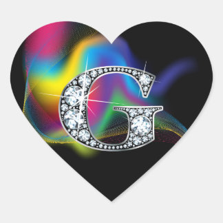 Pegatina En Forma De Corazón "G" Sonido de diamantes en Pegatina cardíaco de re