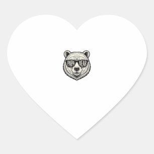 Pegatina En Forma De Corazón Gafas de sol de Papá Oso Diseño de vector de cabez