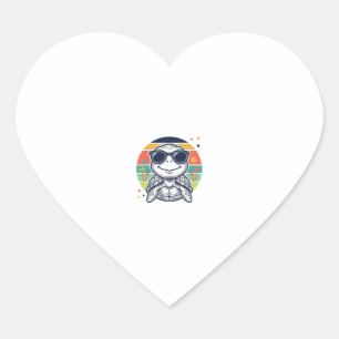Pegatina En Forma De Corazón Gafas de sol de tortuga tropical vintage Camiseta 