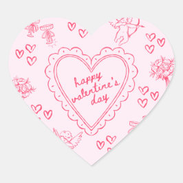 Pegatina En Forma De Corazón Galentine’s Day Valentine Girly Invitation