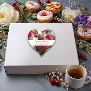 Pegatina En Forma De Corazón Galletas de Navidad Adornos de Purpurina de Plata