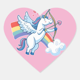 Pegatina En Forma De Corazón Galloping Unicorn Cupid’s Love Magic 