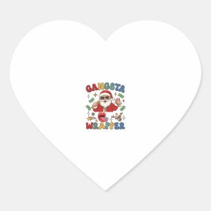 Pegatina En Forma De Corazón Gangsta Wrapper Santa de Navidad Micrófono Dinero