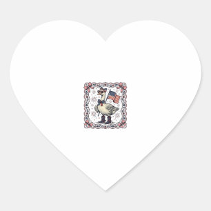 Pegatina En Forma De Corazón Ganso Patriótico Grabado Antiguo