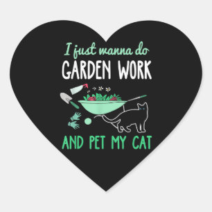 Pegatina En Forma De Corazón Gardening Cat Lover Graciosa planta de gatos par