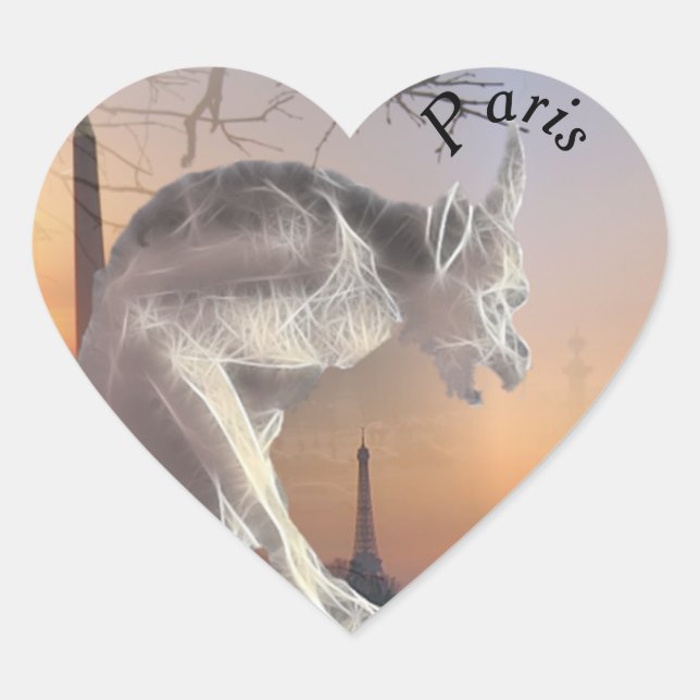 Pegatina En Forma De Corazón Gargoyle de París (Anverso)
