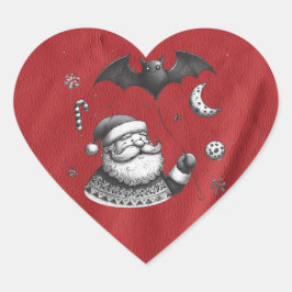 Pegatina En Forma De Corazón Garras de Santa Rojo