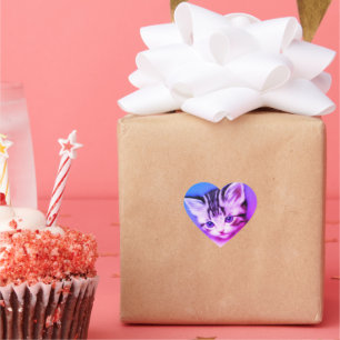 Pegatina En Forma De Corazón Gatito