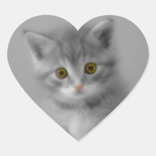 Pegatina En Forma De Corazón Gatito dulce