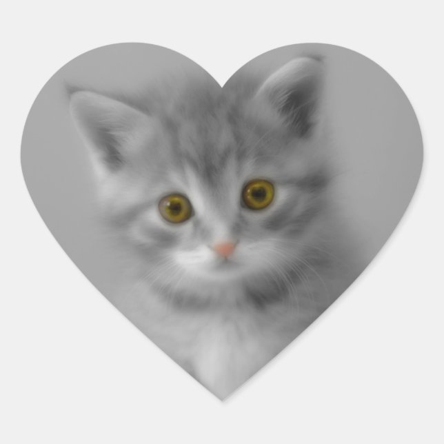 Pegatina En Forma De Corazón Gatito dulce (Anverso)
