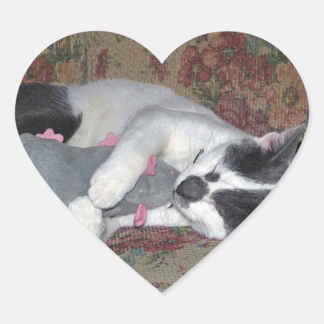 Pegatina En Forma De Corazón Gatito durmiente (Anverso)