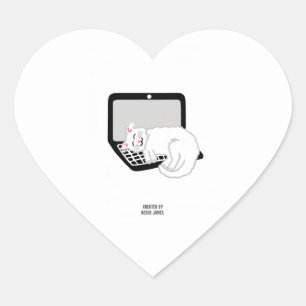 Pegatina En Forma De Corazón Gato blanco durmiendo en un Pegatina del corazón d