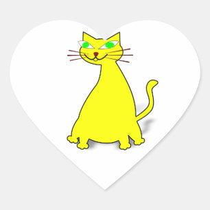 Pegatina En Forma De Corazón Gato de grasa amarillo