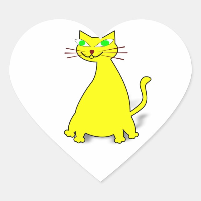 Pegatina En Forma De Corazón Gato de grasa amarillo (Anverso)