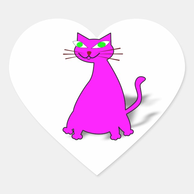 Pegatina En Forma De Corazón Gato de grasa rosa (Anverso)