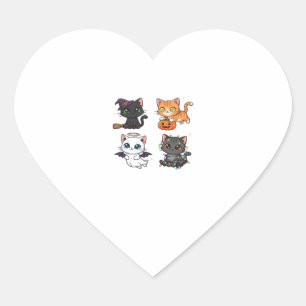Pegatina En Forma De Corazón Gato de Halloween Felino Espeluznante y Elegante I