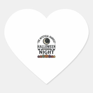 Pegatina En Forma De Corazón Gato de Halloween Gatos Negros Calabazas Vintage D
