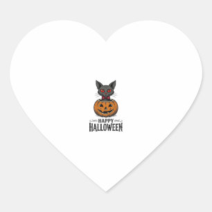 Pegatina En Forma De Corazón Gato de Halloween Lindo Calabaza Vintage Espeluzna