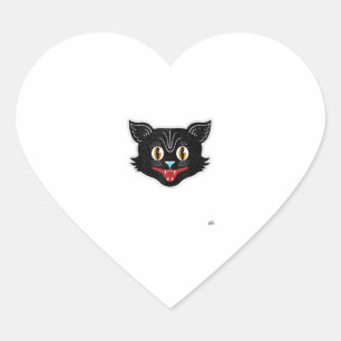 Pegatina En Forma De Corazón Gato de Halloween negro vintage