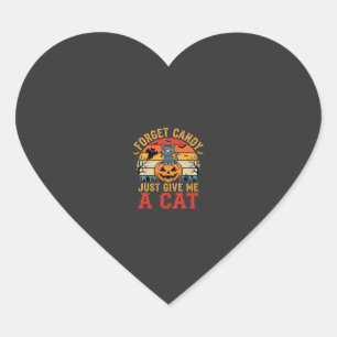 Pegatina En Forma De Corazón Gato de Halloween Olvida Caramelo Dame Un Gato_1