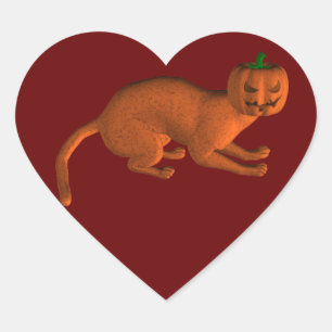 Pegatina En Forma De Corazón Gato de tigre de Halloween