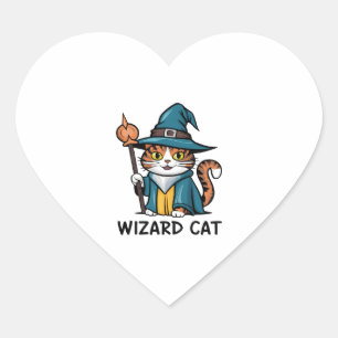 Pegatina En Forma De Corazón Gato del asistente con estrellas mística amante de