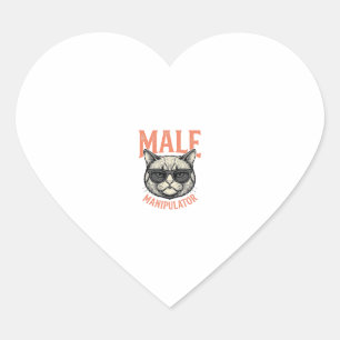 Pegatina En Forma De Corazón Gato Divertido Manipulador Masculino Gafas de Sol