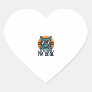 Pegatina En Forma De Corazón Gato Divertido Piensa Que Soy Genial Vintage