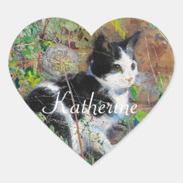 Pegatina En Forma De Corazón Gato en cama floja