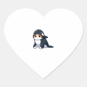 Pegatina En Forma De Corazón Gato en estufa de orca