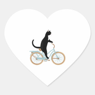 Pegatina En Forma De Corazón Gato en una camiseta divertida para bicicleta